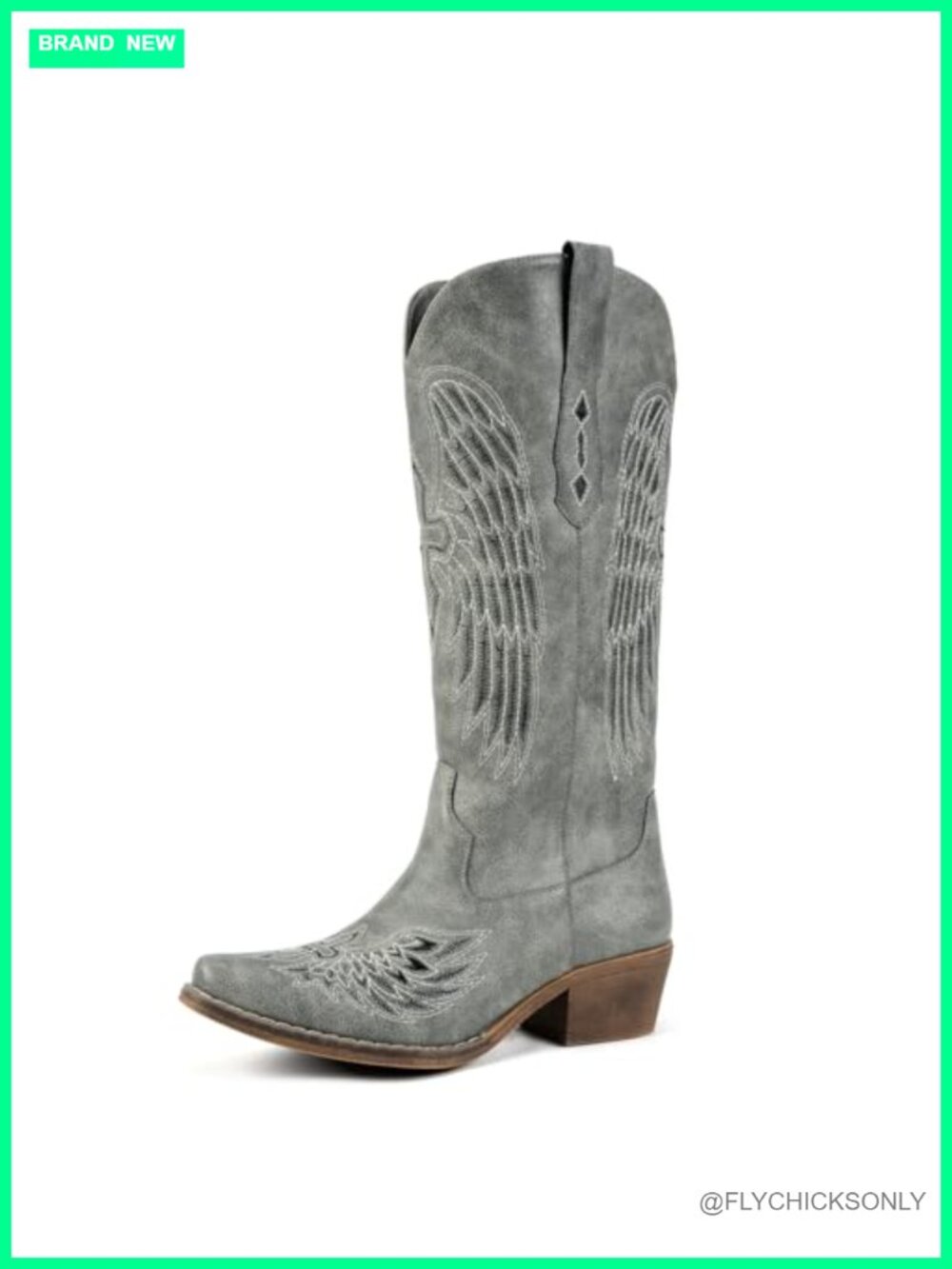 Faux Leather Mid-Calf Western Cowboy Boots Pointed Toe Chunky Heel Slip-On Women